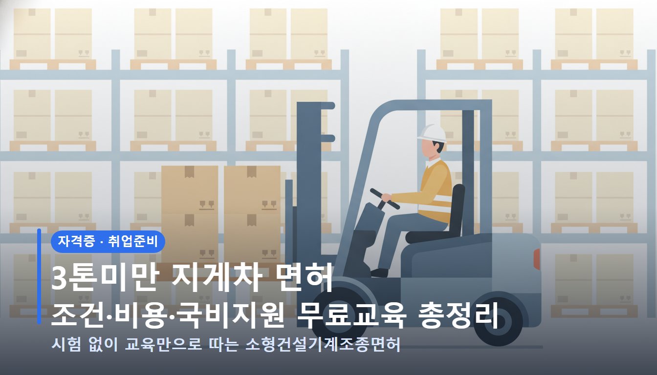 3톤미만 지게차 면허 조건과 비용을 정리한 표지 이미지